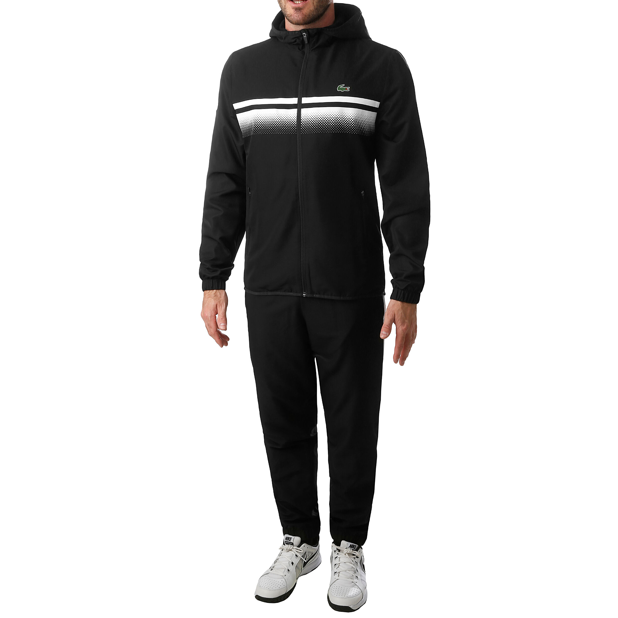 Black and white lacoste tracksuit online