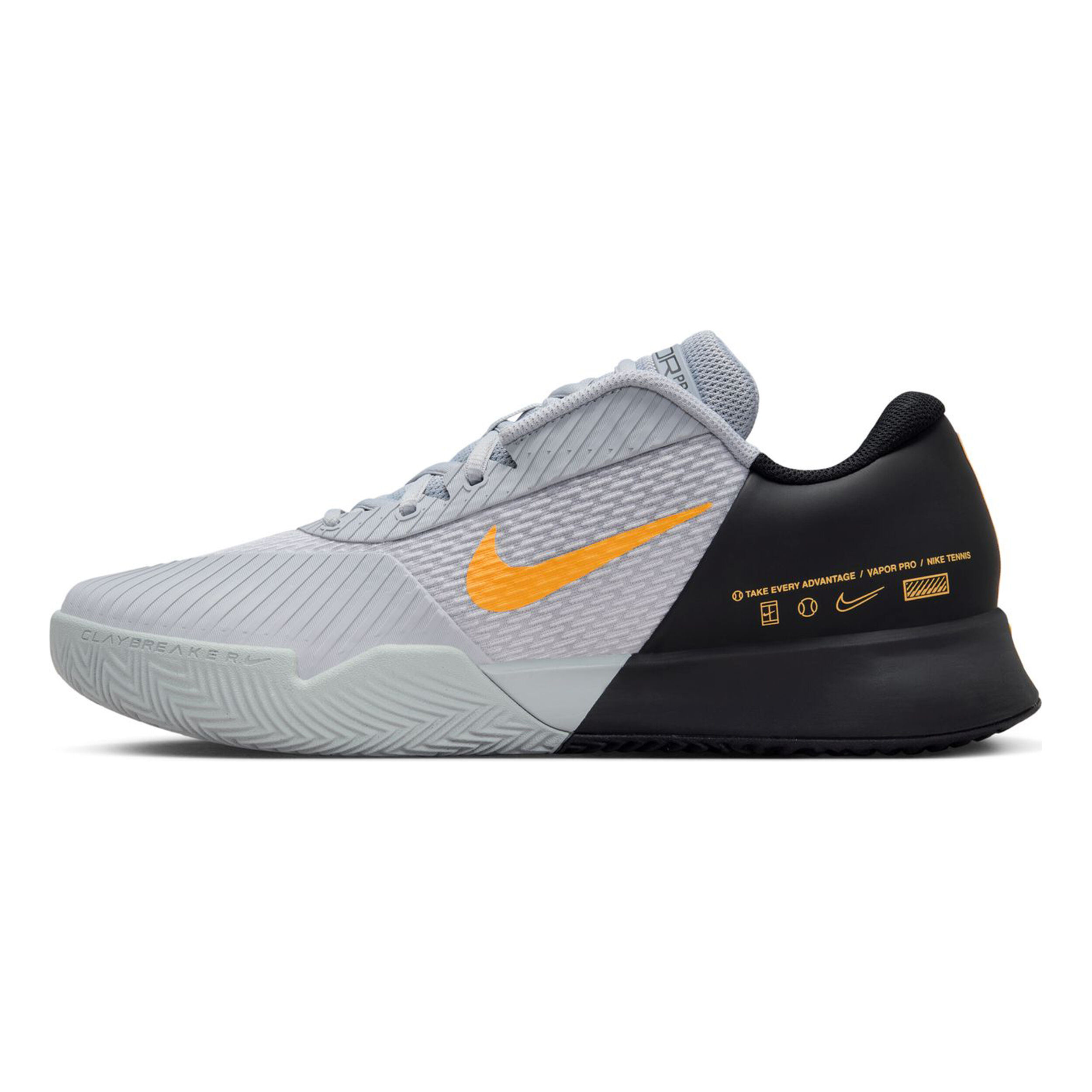 Air Zoom Vapor Pro 2 Clay Court Shoe Men Grey Orange