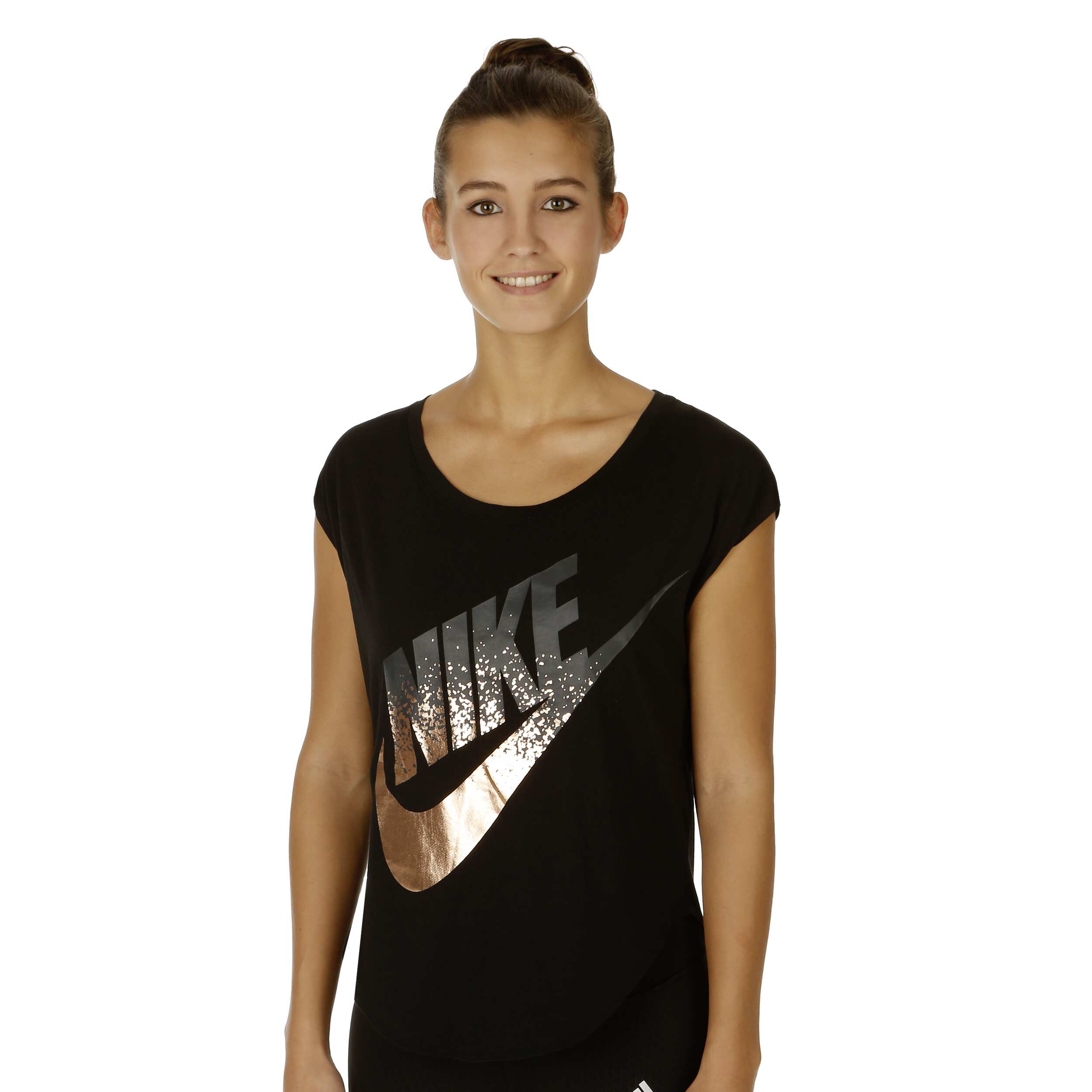 Buy Nike Signal Metallic Shortsleeve T Shirt Women Black Brown online Tennis Point UK
