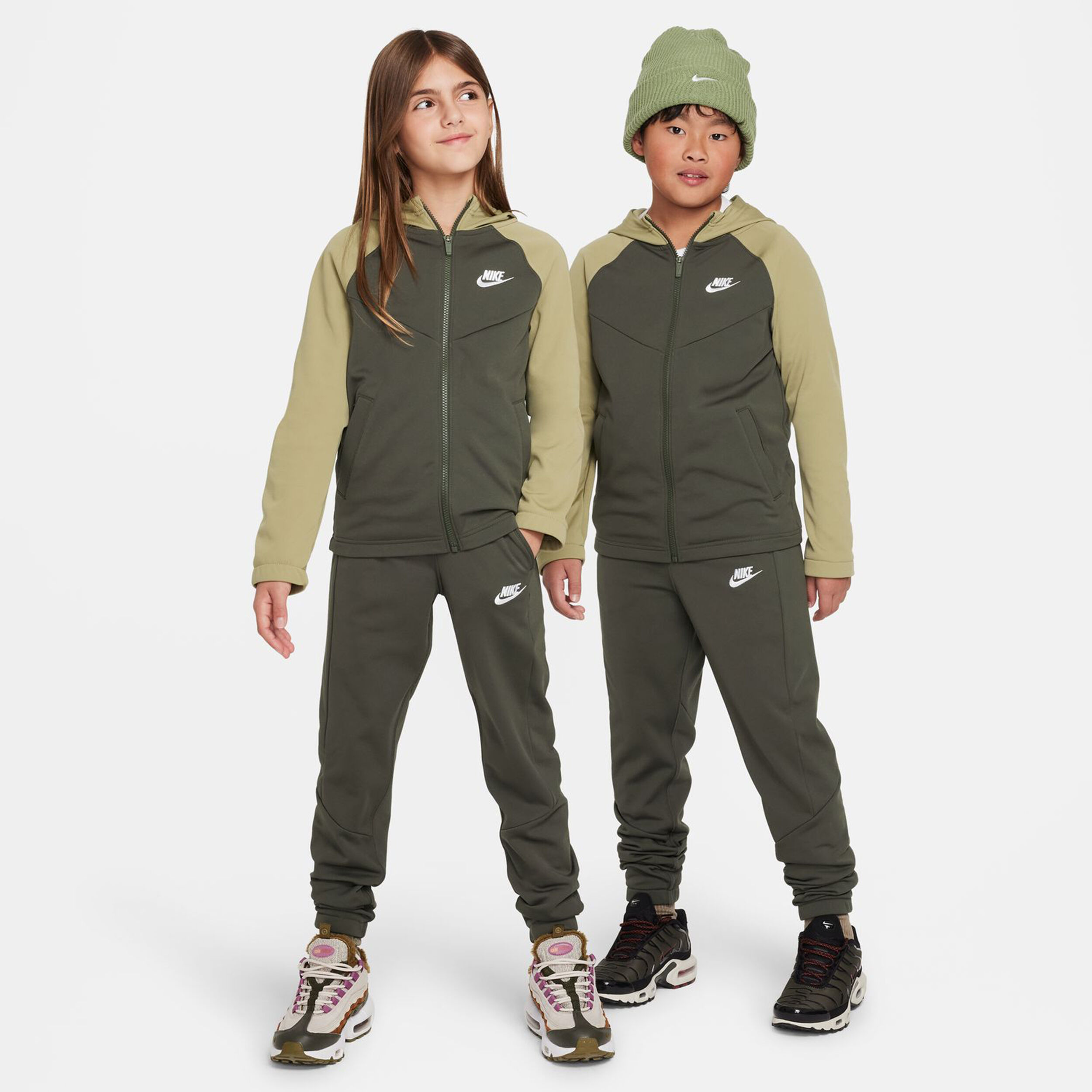 Khaki nike tracksuit junior hotsell