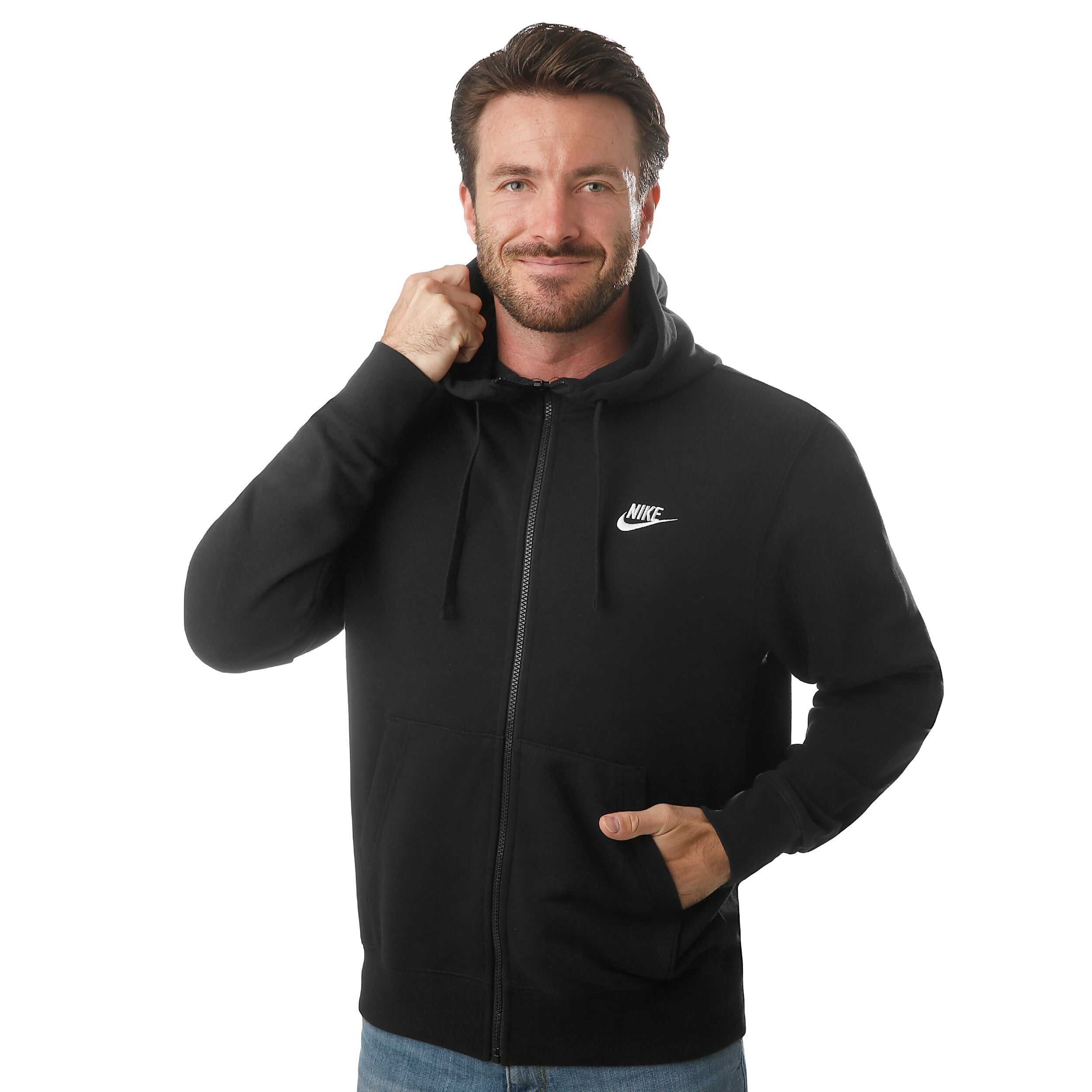 nike club zip through hoody