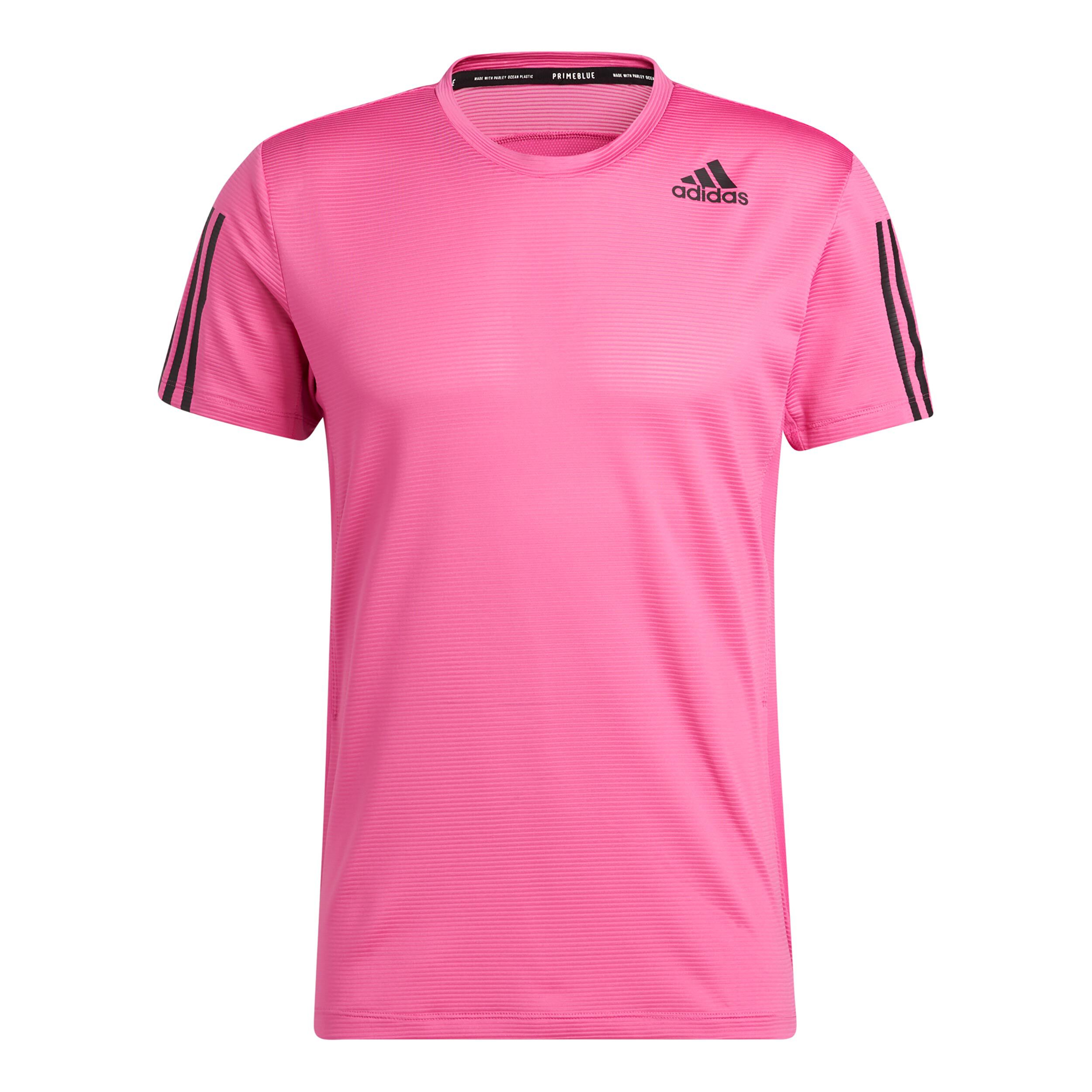 Pink adidas top with black stripes shop