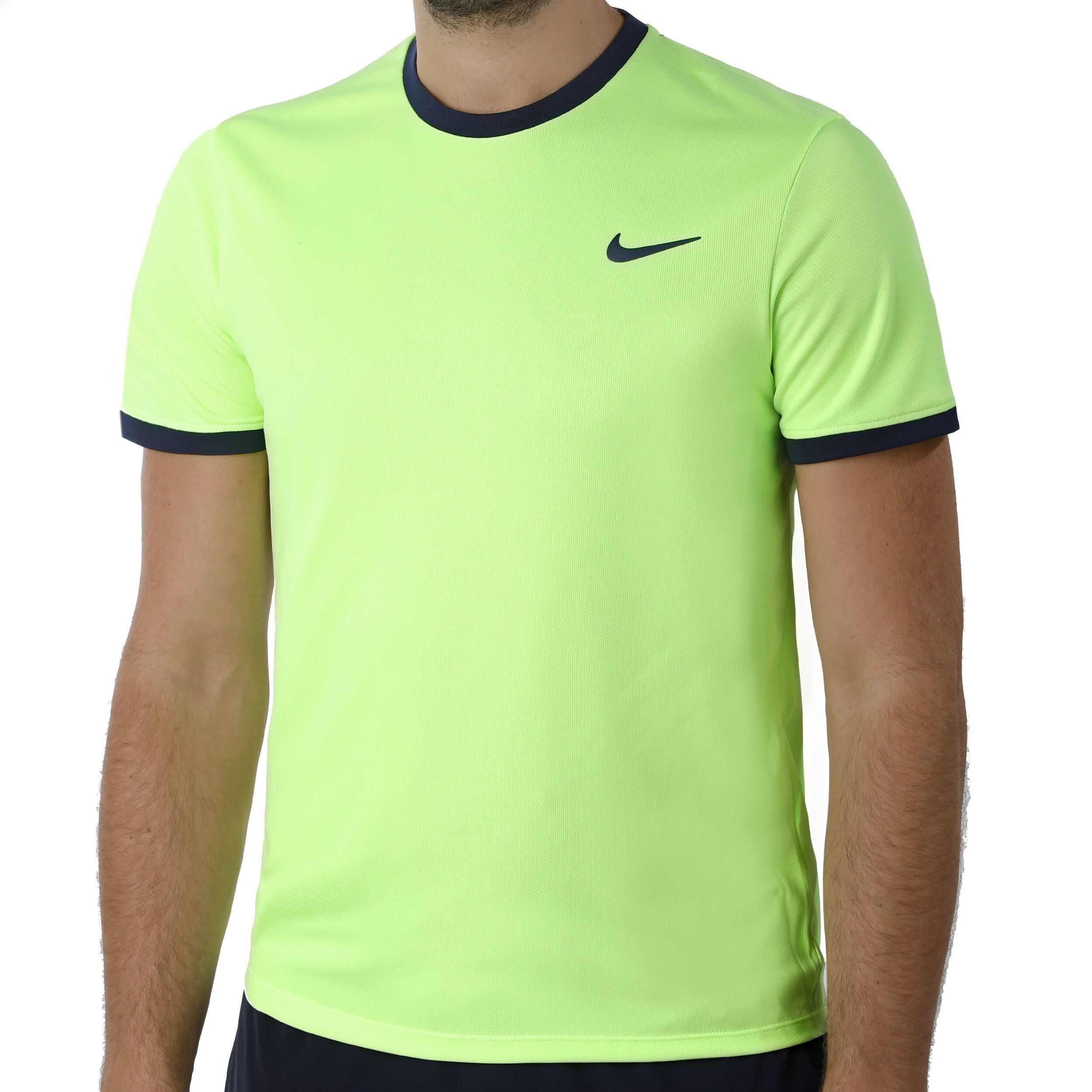 Navy blue and neon green nike shirt sales