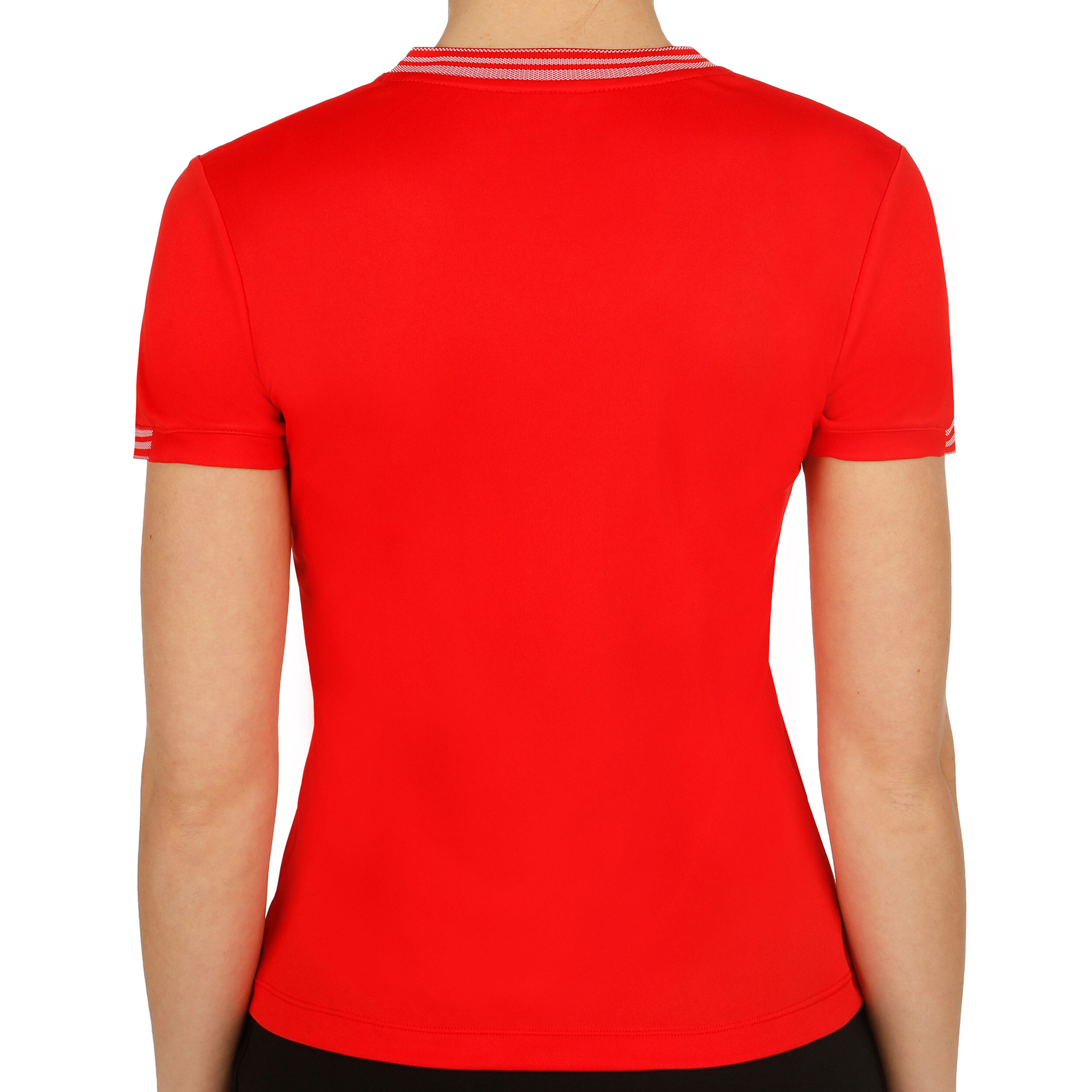 Team V Neck T Shirt Women Red White