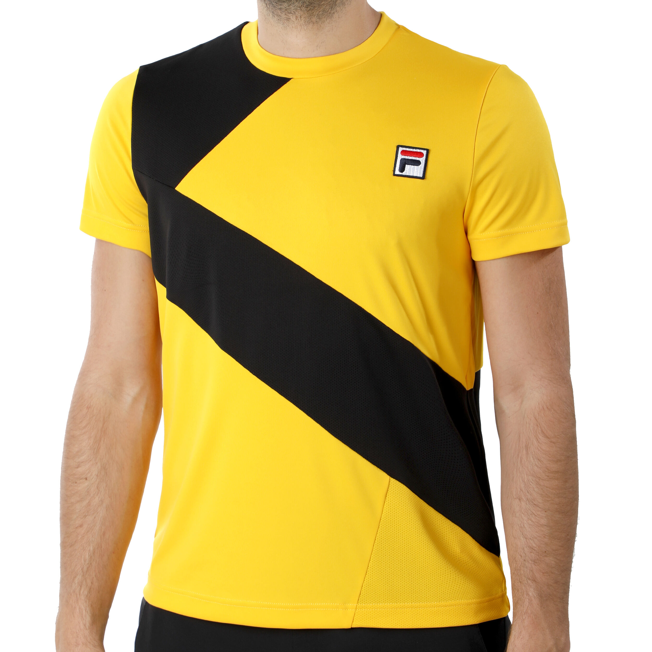 Black and yellow fila shirt hot sale