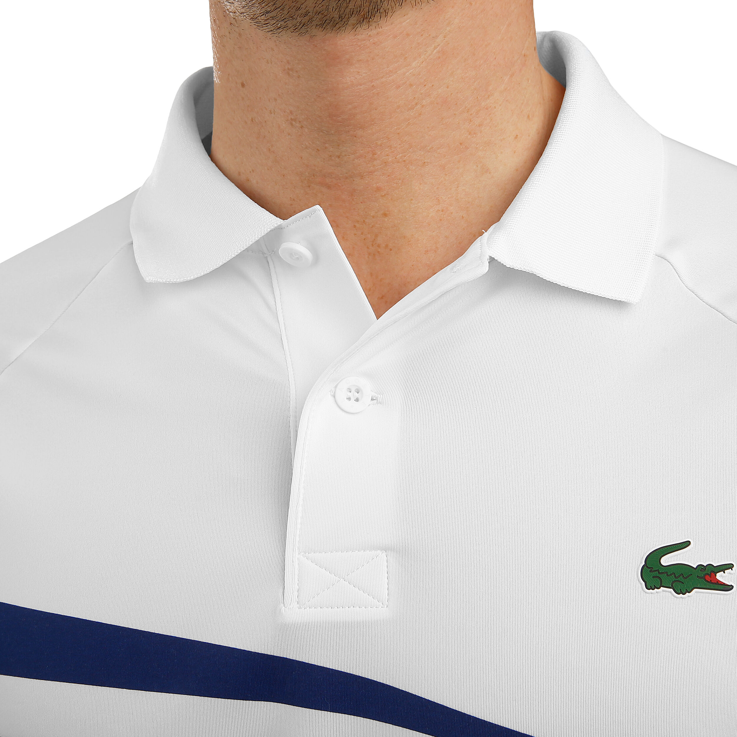 Polo lacoste djokovic blanc cheap