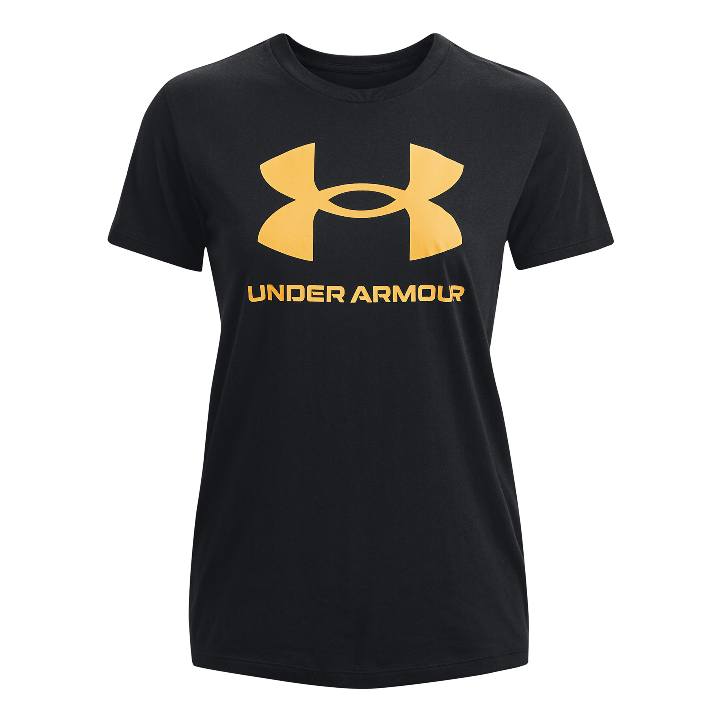 Live Sportstyle Graphic T Shirt Women Black Golden Yellow