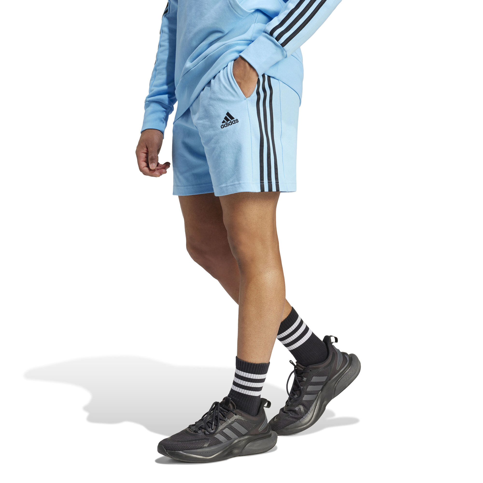 adidas Stripes Single Jersey Shorts Men Light Blue Tennis-Point