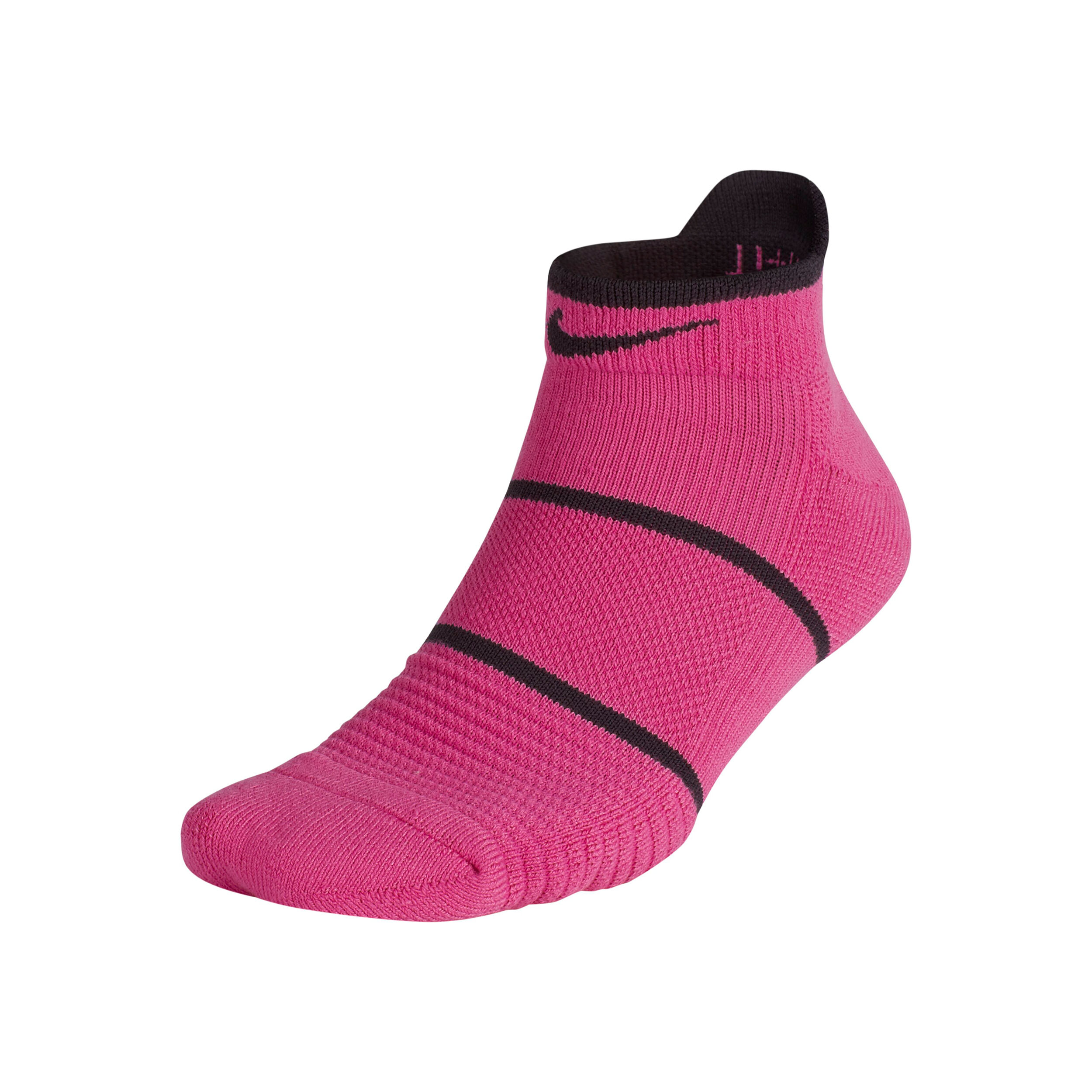 Court Essential No Show Tennis Socks Pink Dark Grey