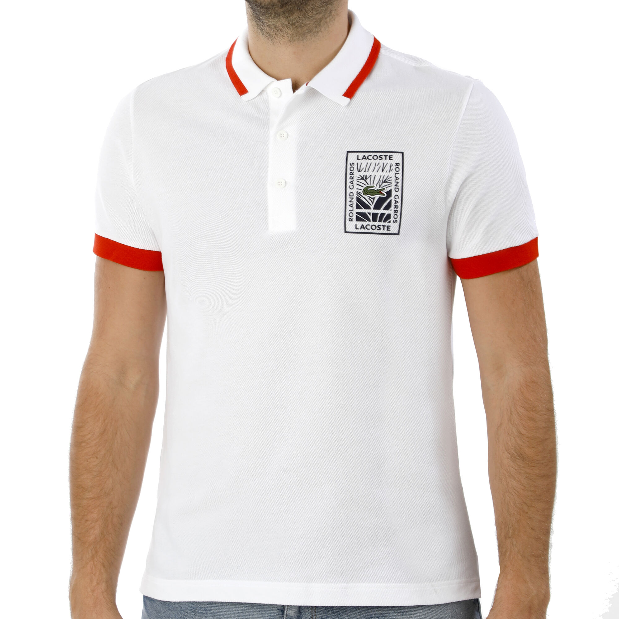 buy Lacoste Roland Garros Lifestyle Polo Men - White, Orange online ...