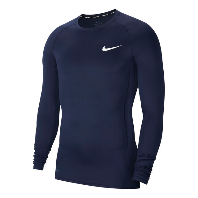 online TennisPoint buy Nike Pro Long Sleeve Men Dark Blue, White