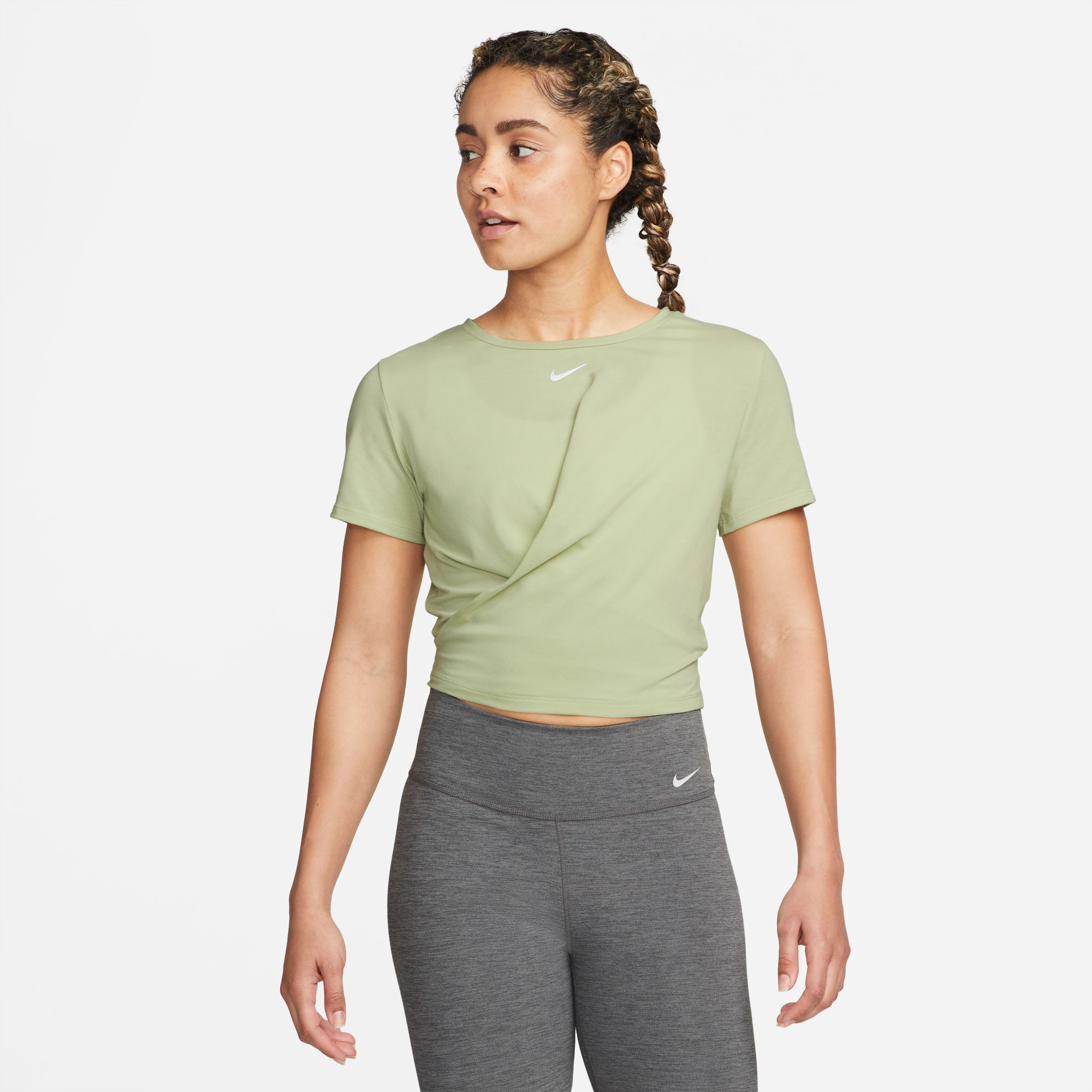 Buy Nike Dri Fit One Luxe Standard Fit Twist T Shirt Women Light Green online Tennis Point UK