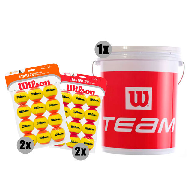 buy Wilson Starter Orange & Red Balls (Stage 2,3) 12 Pack Plus Bucket
