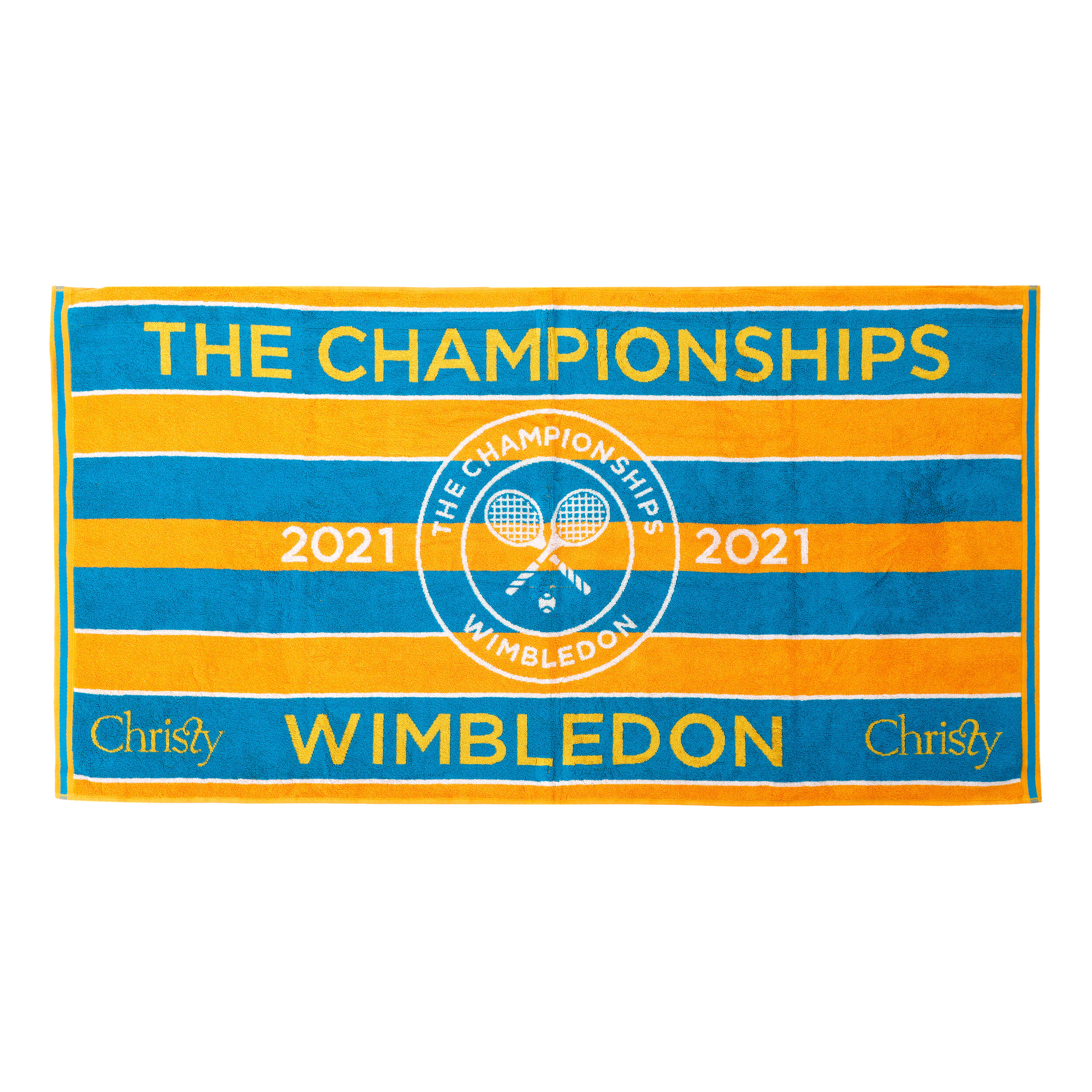 Buy Christy Wimbledon 2021 Championship 70x133cm Golden Yellow Turquoise online Tennis Point UK