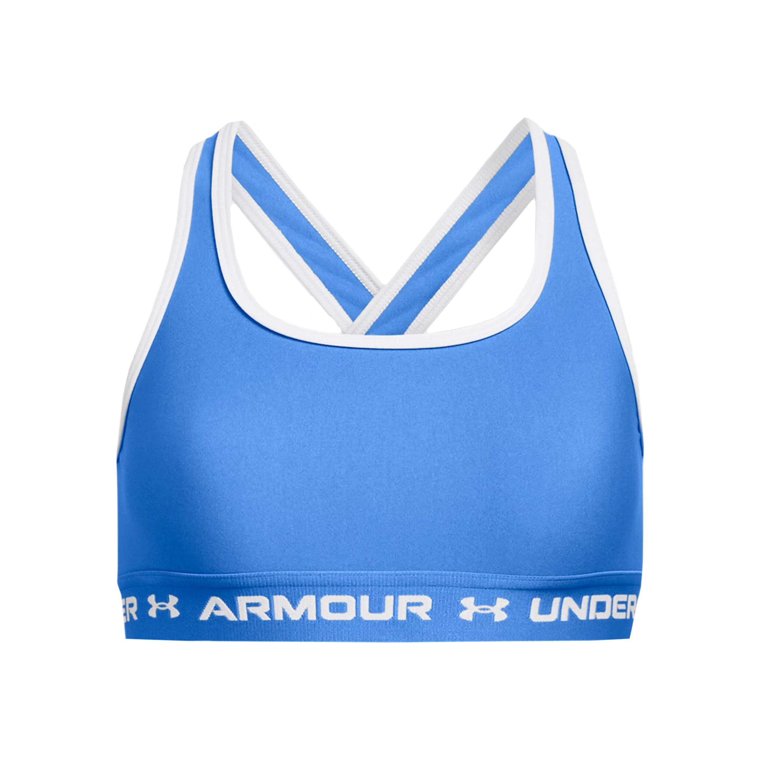 Crossback Mid Solid Sports Bras Girls Blue White