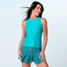 Linen  Nouveau High Neck Action Tank top Women-turquoise