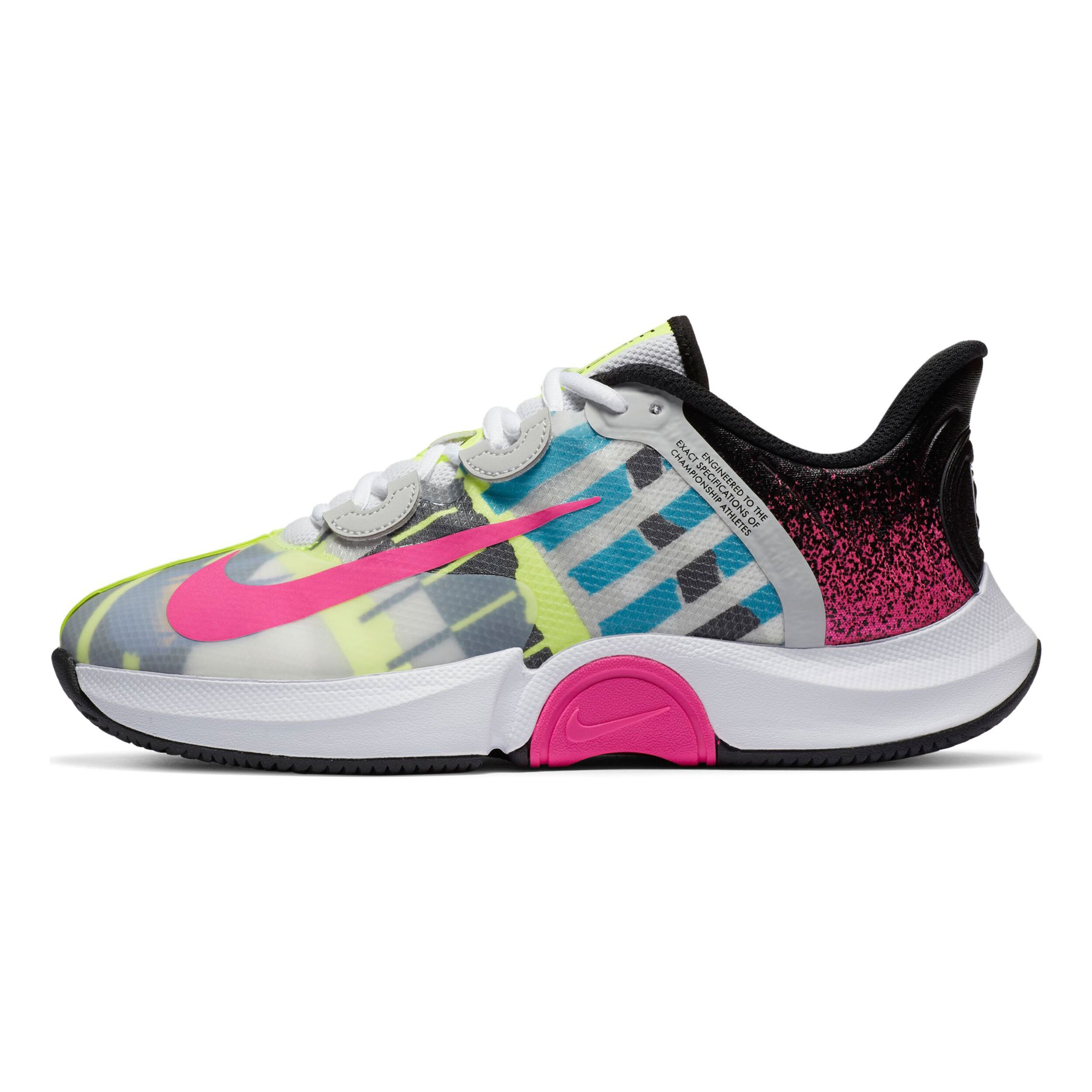 Nike women's court air zoom gp turbo tennis shoes white and laser fuchsia clearance