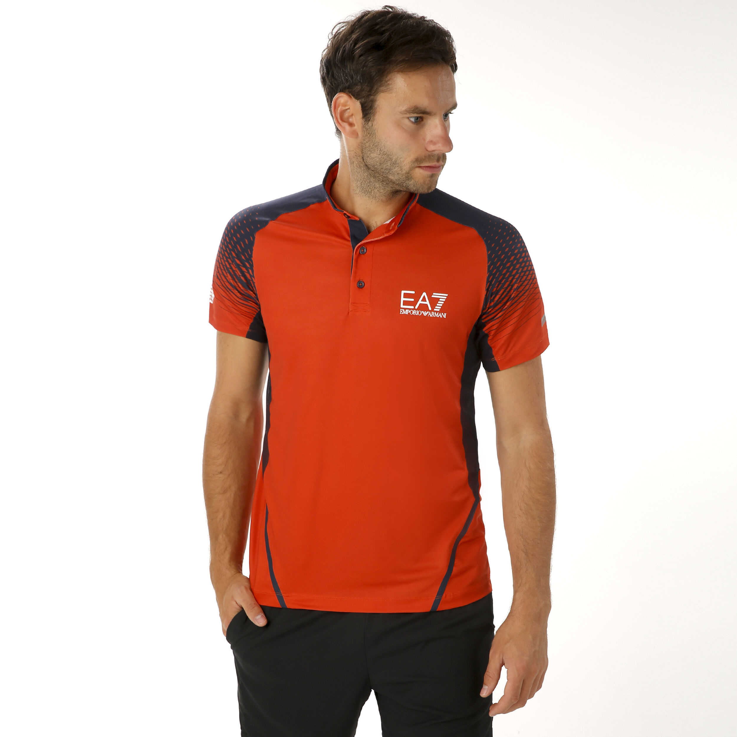 Buy EA7 Maglia Polo Men Orange Dark Blue online Tennis Point UK