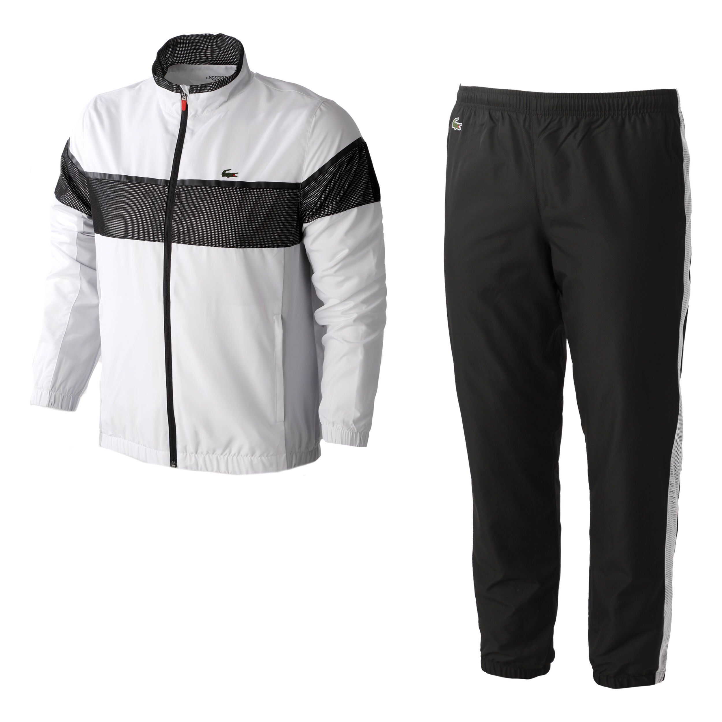 Lacoste tracksuit deals black white