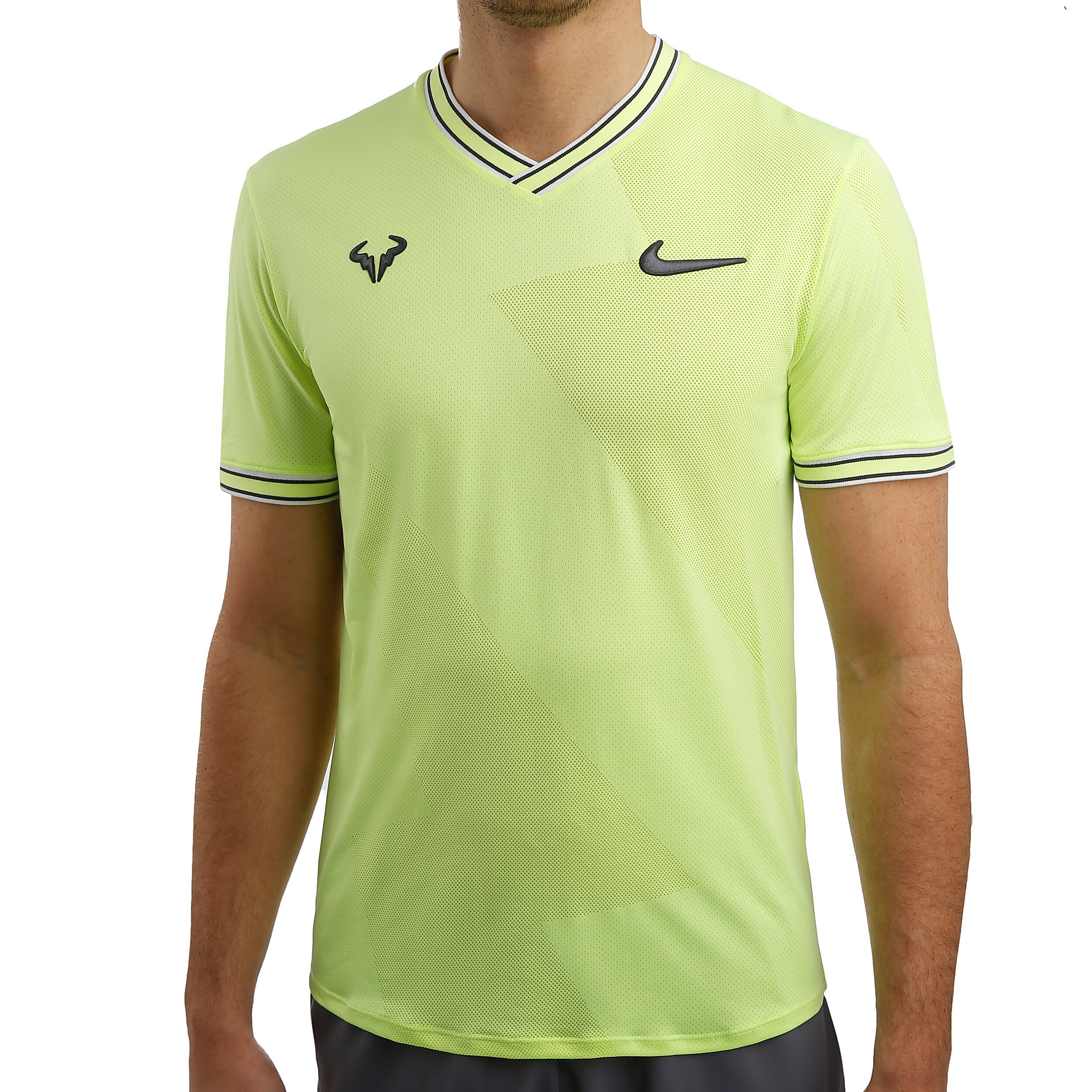 Rafael Nadal Aeroreact Jaquard T Shirt Men Lemon Grey