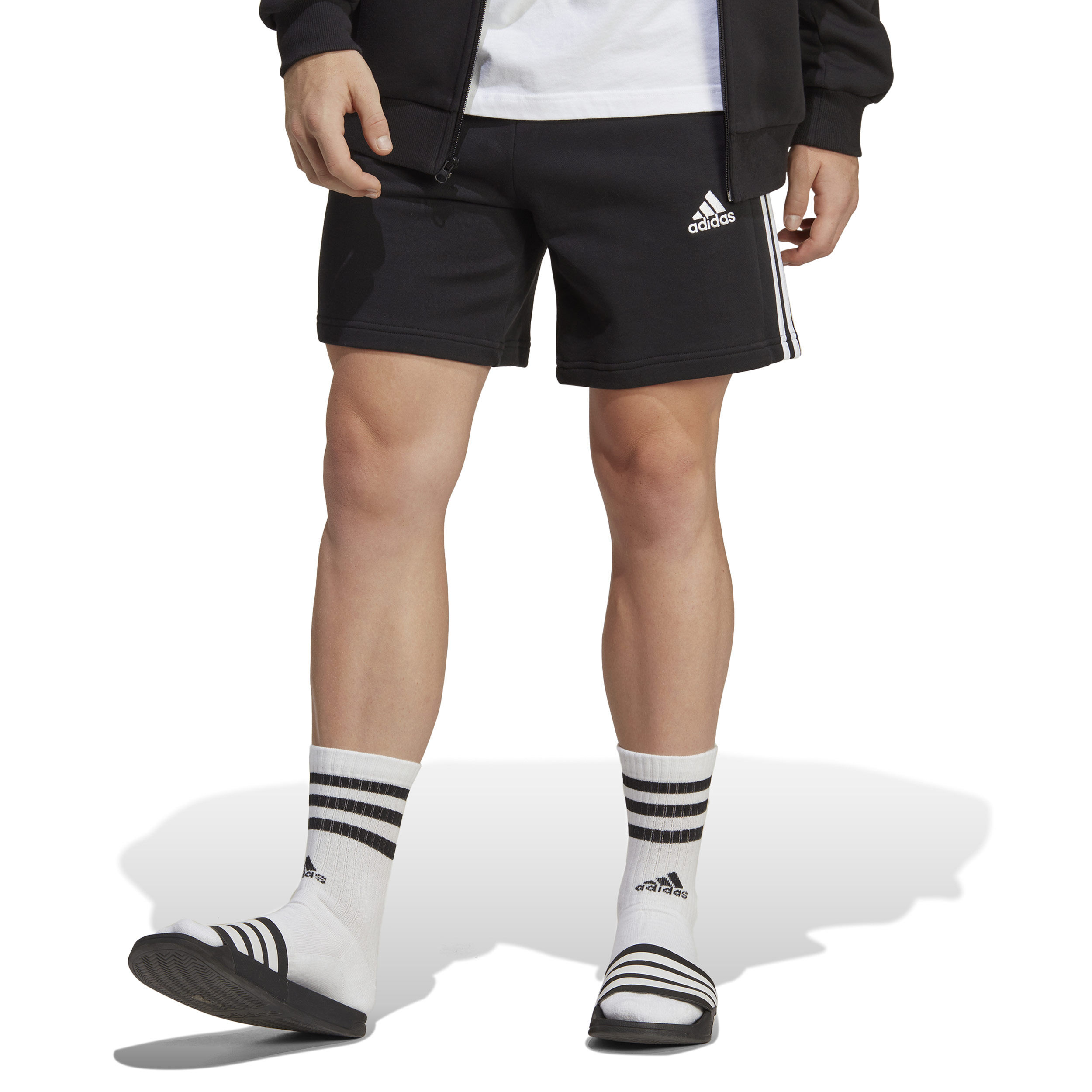 Adidas 3 stripes french terry shorts hot sale
