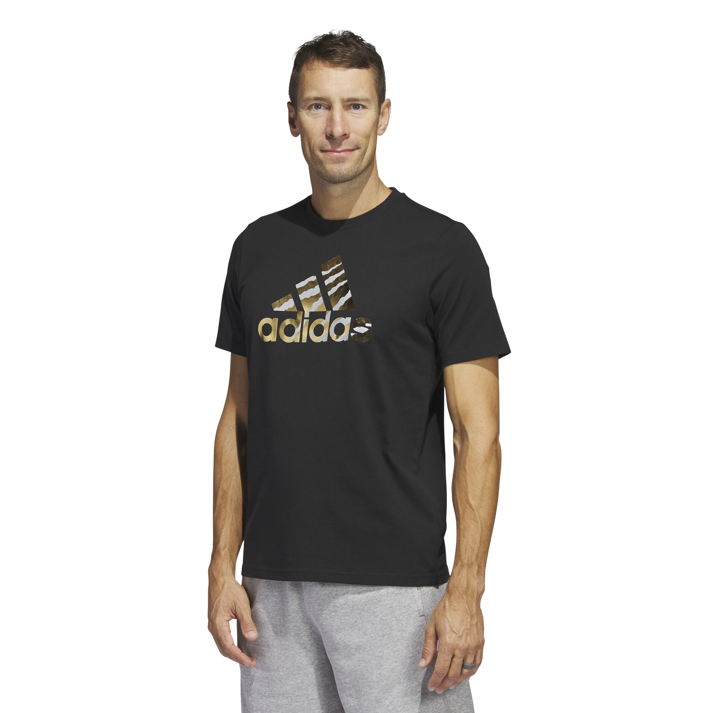 Buy adidas Power Logo Foil T Shirt Men Black Gold online Tennis Point UK