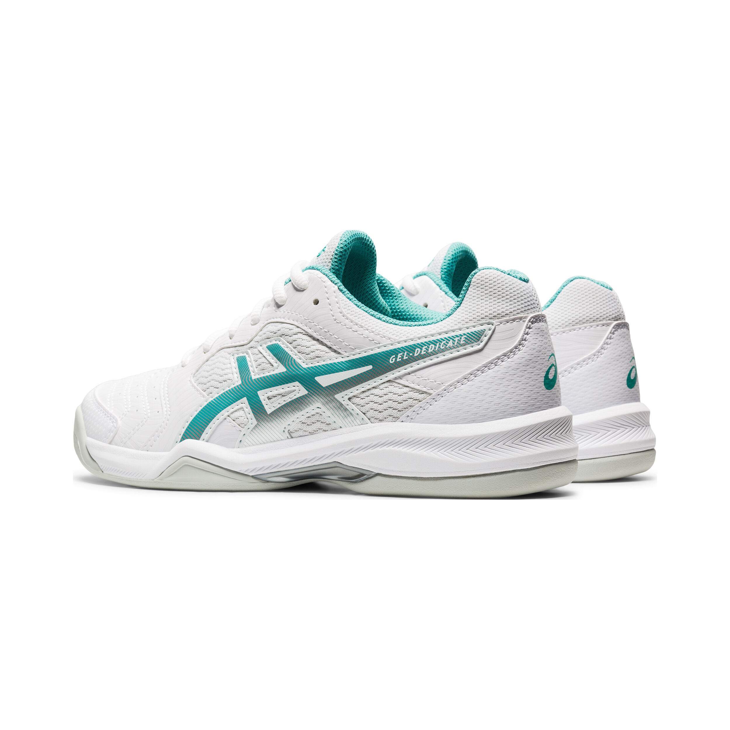 Gel Dedicate 6 Indoor Carpet Shoe Women White Turquoise