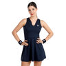 Crew V-Neck Dress Women-dark blue