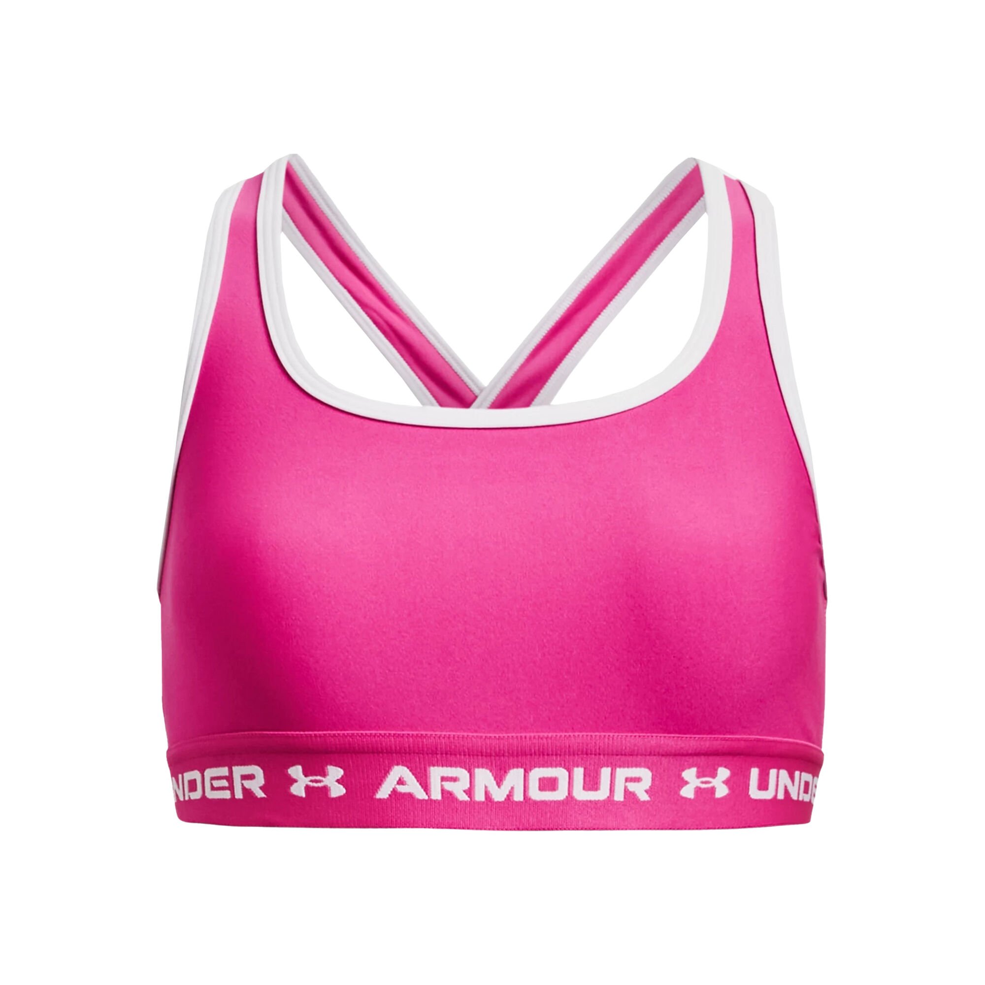 Buy Under Armour Crossback Mid Solid Sports Bras Girls Pink, White