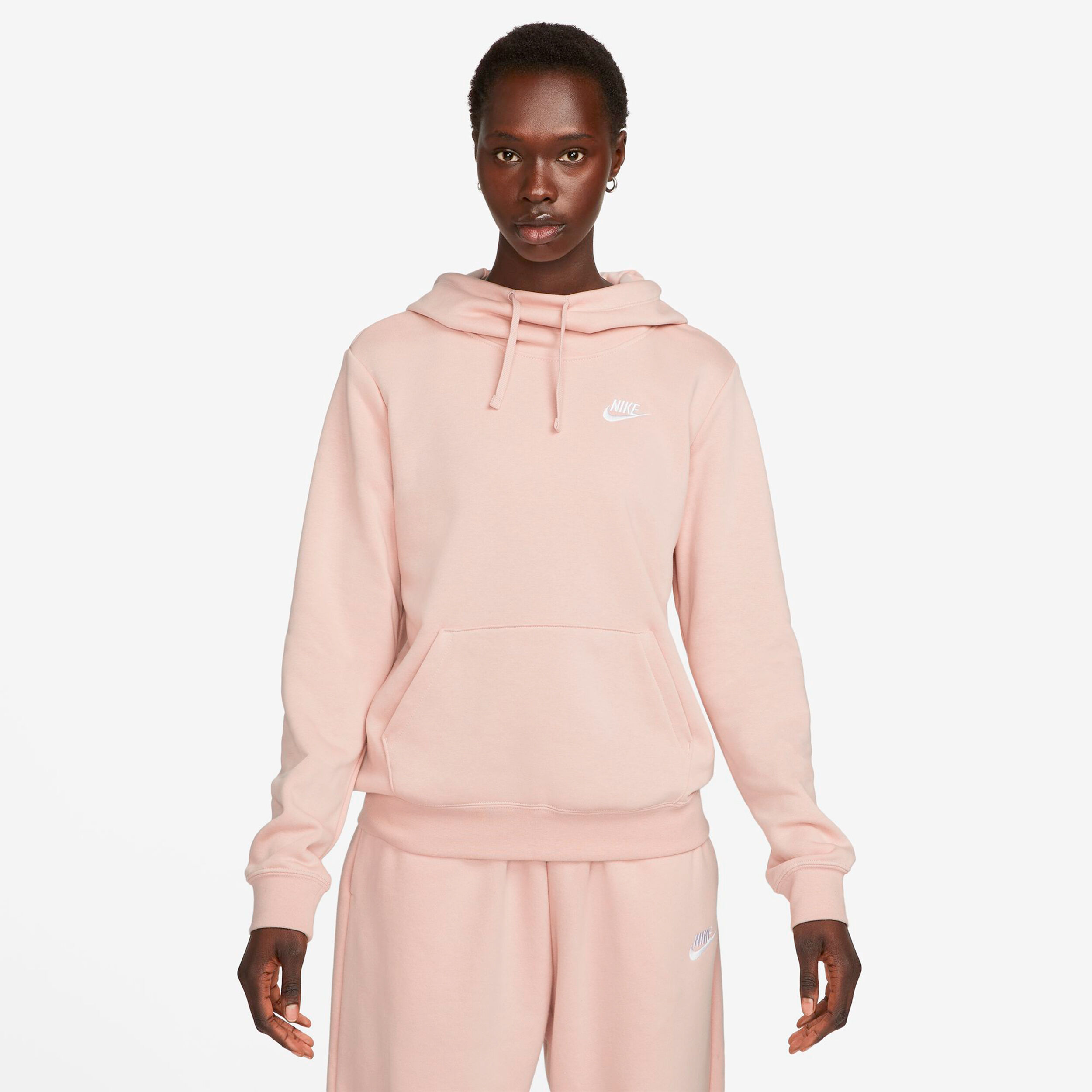 Pink funnel neck hoodie shop