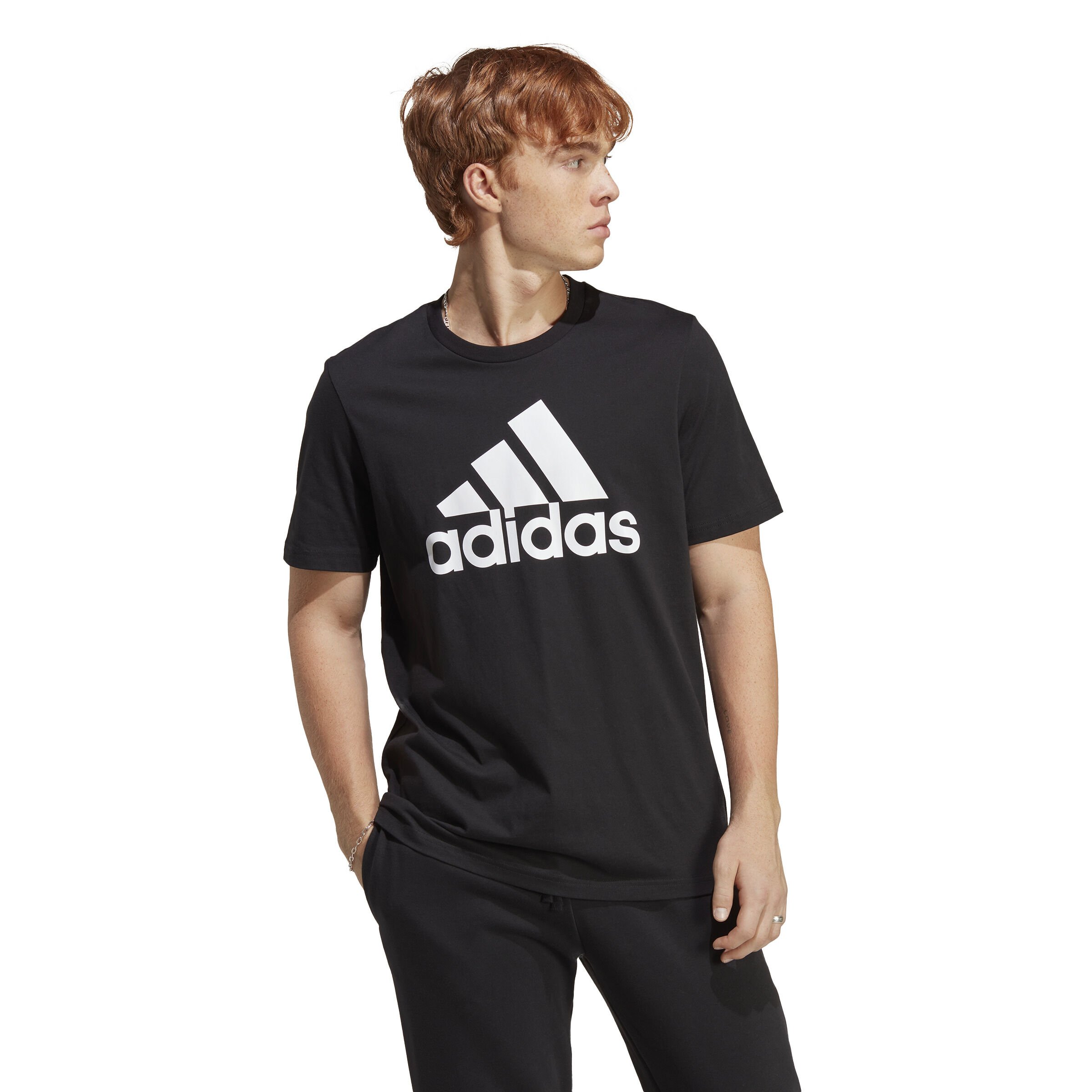 Essentials Single Jersey Big Logo T Shirt Men Black White