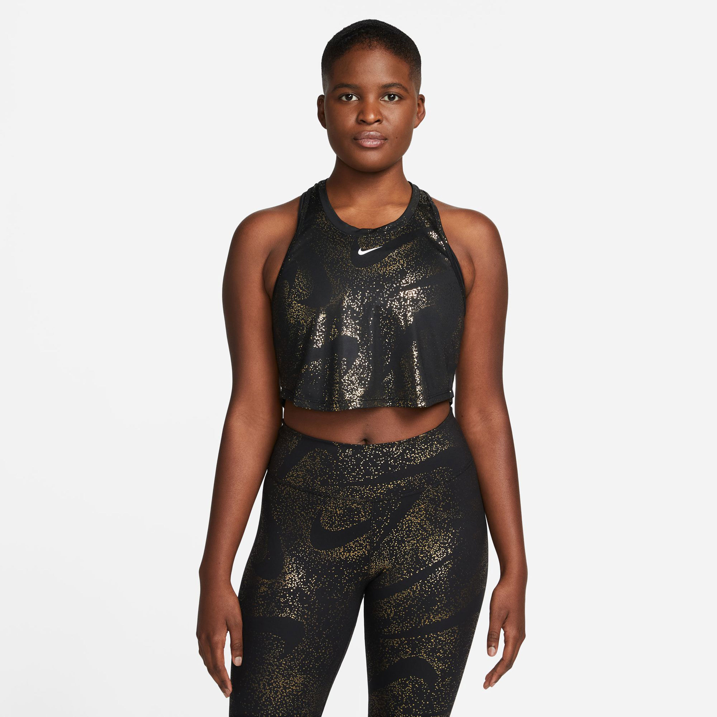 Dri Fit One All Over Print Tank Top Women Black Gold