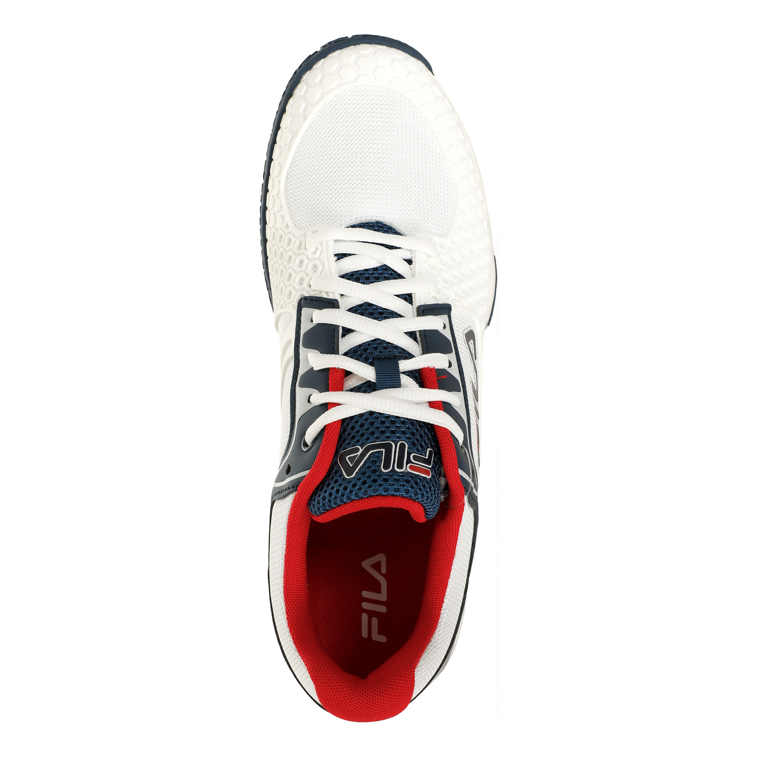 Fila shoes white hotsell red and blue