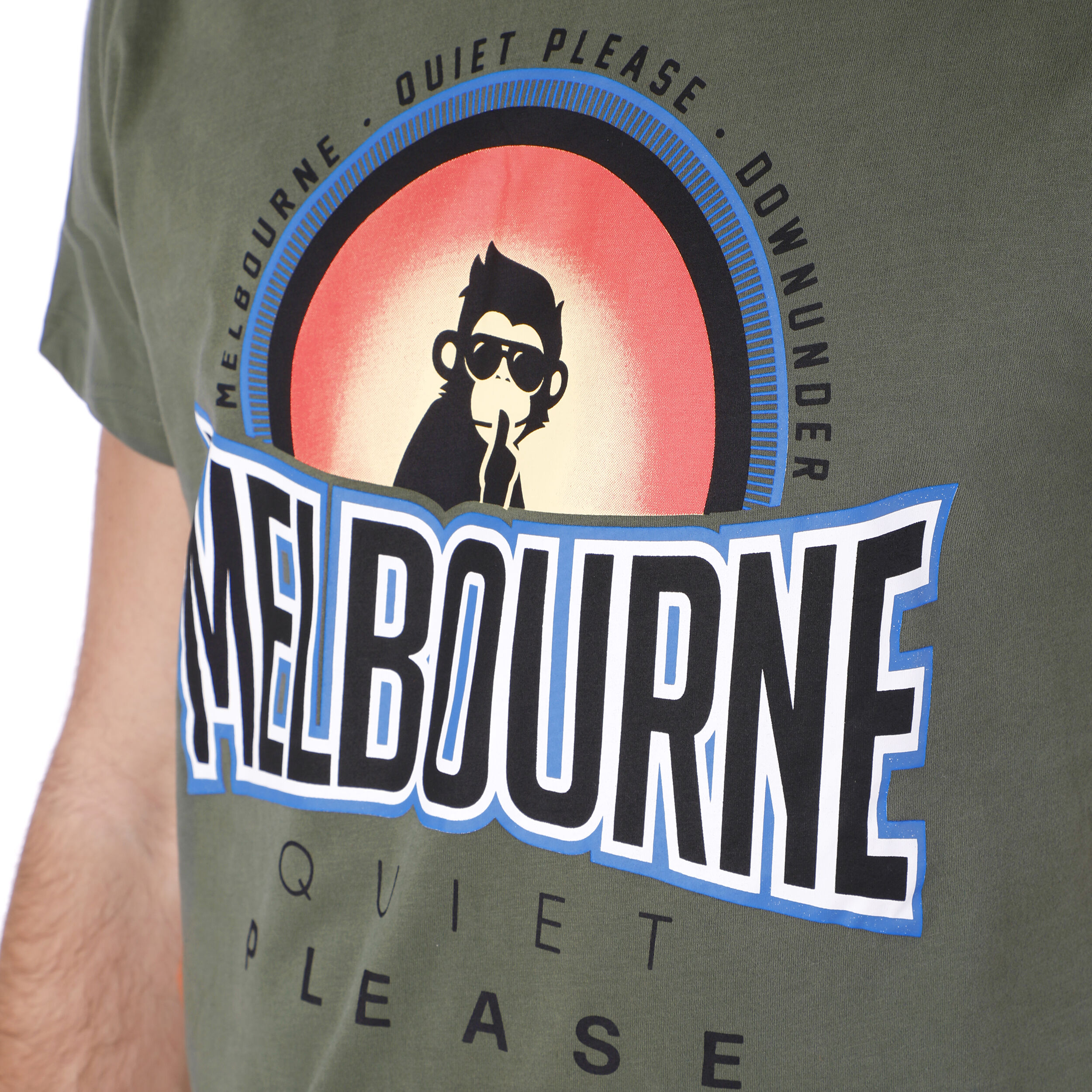 Buy Quiet Please Melbourne Sunrise T Shirt Men Khaki