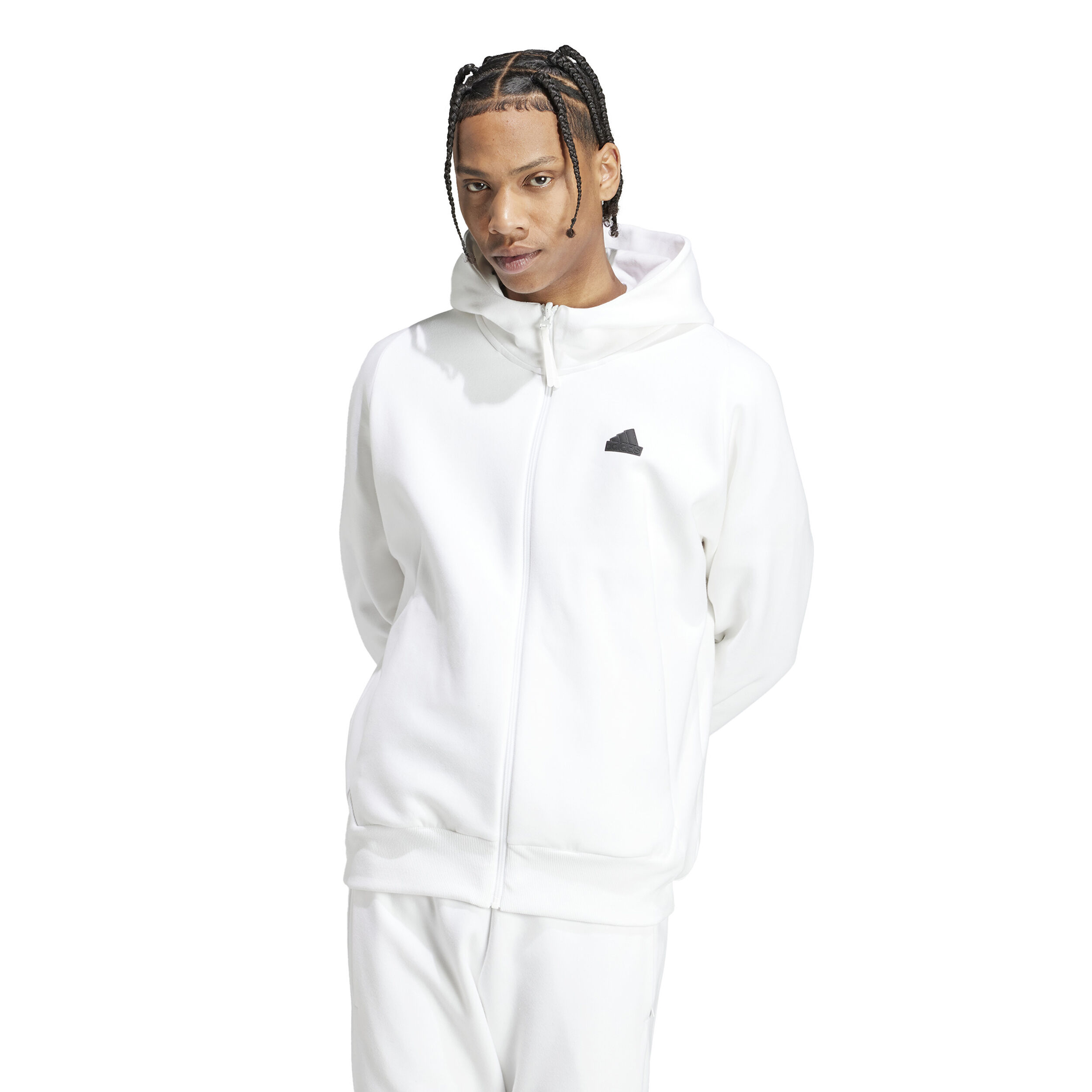 Mens white full outlet zip hoodie