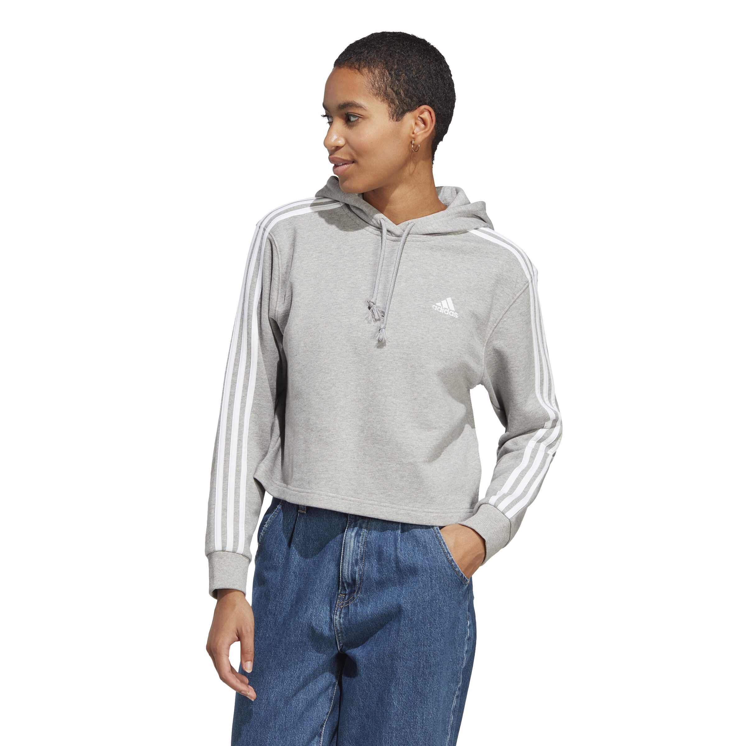 Buy adidas Future Icon 3 Stripes Full Zip Hoody Women Lightgrey