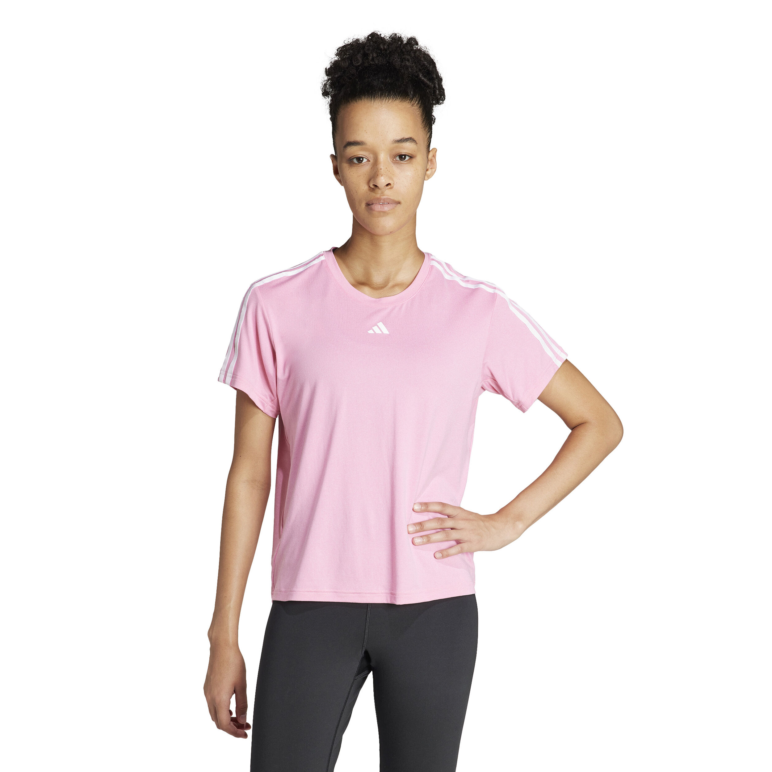 Adidas 3 stripe tee pink new arrivals