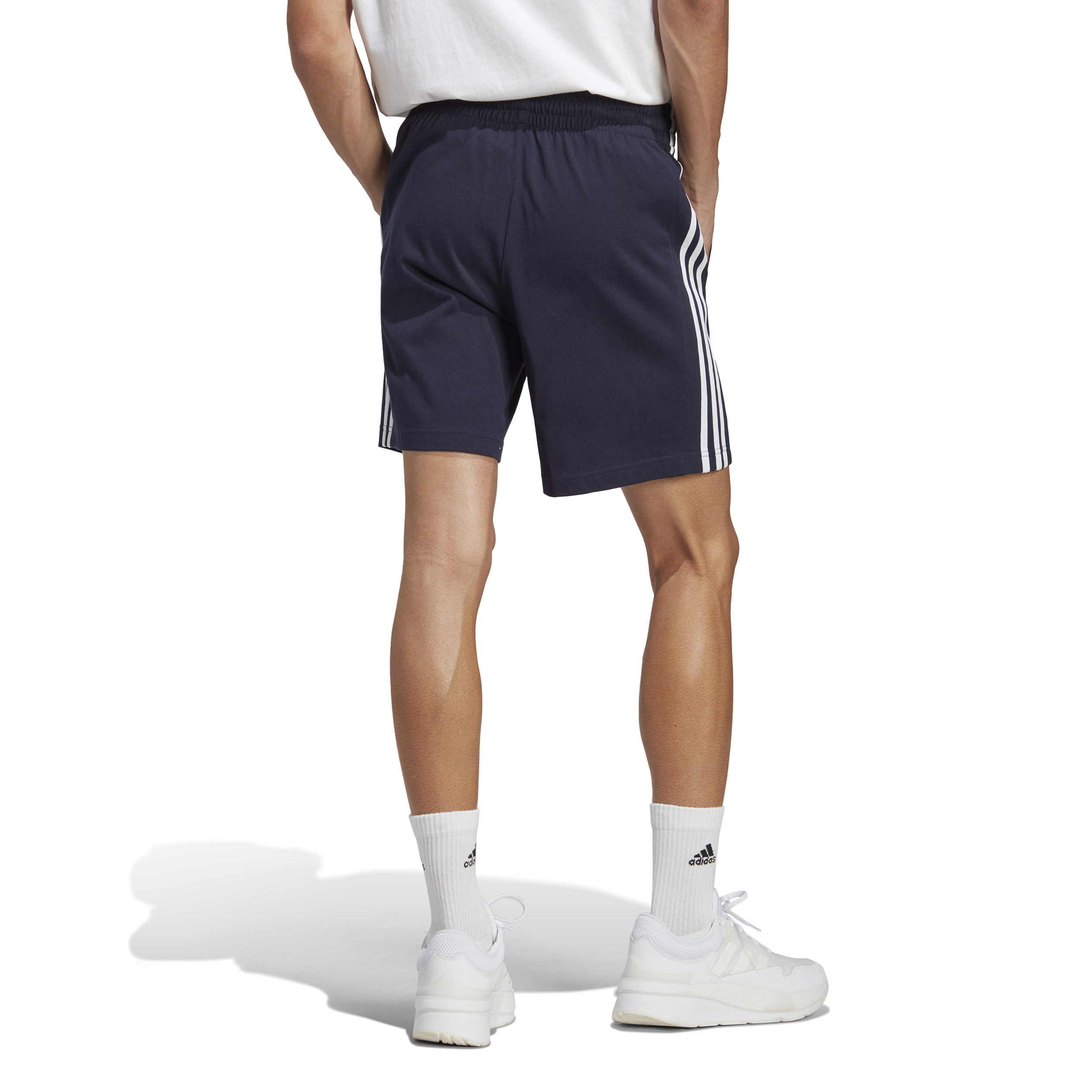 Adidas 3 stripe jersey shorts mens sales