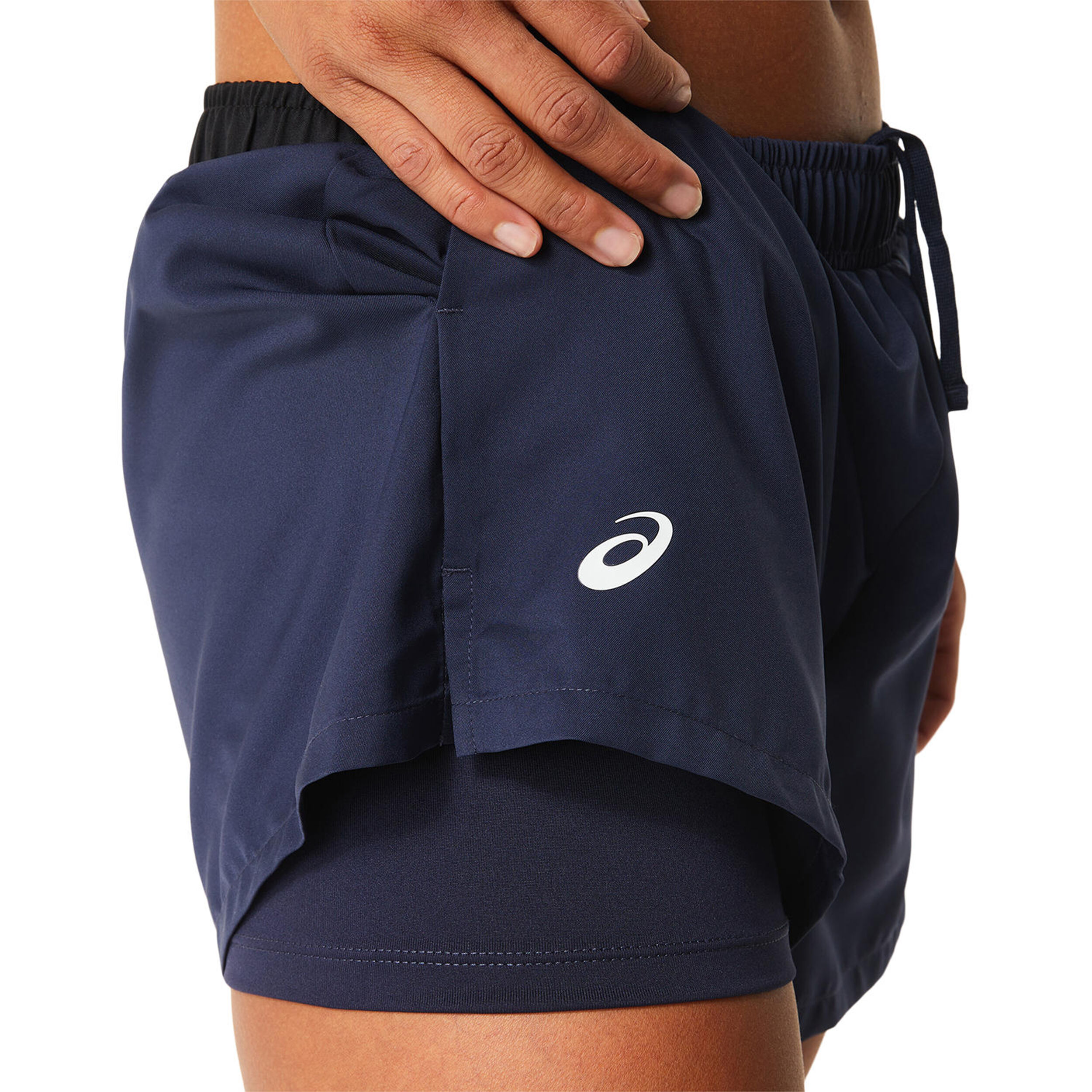 Asics silver split shorts hotsell