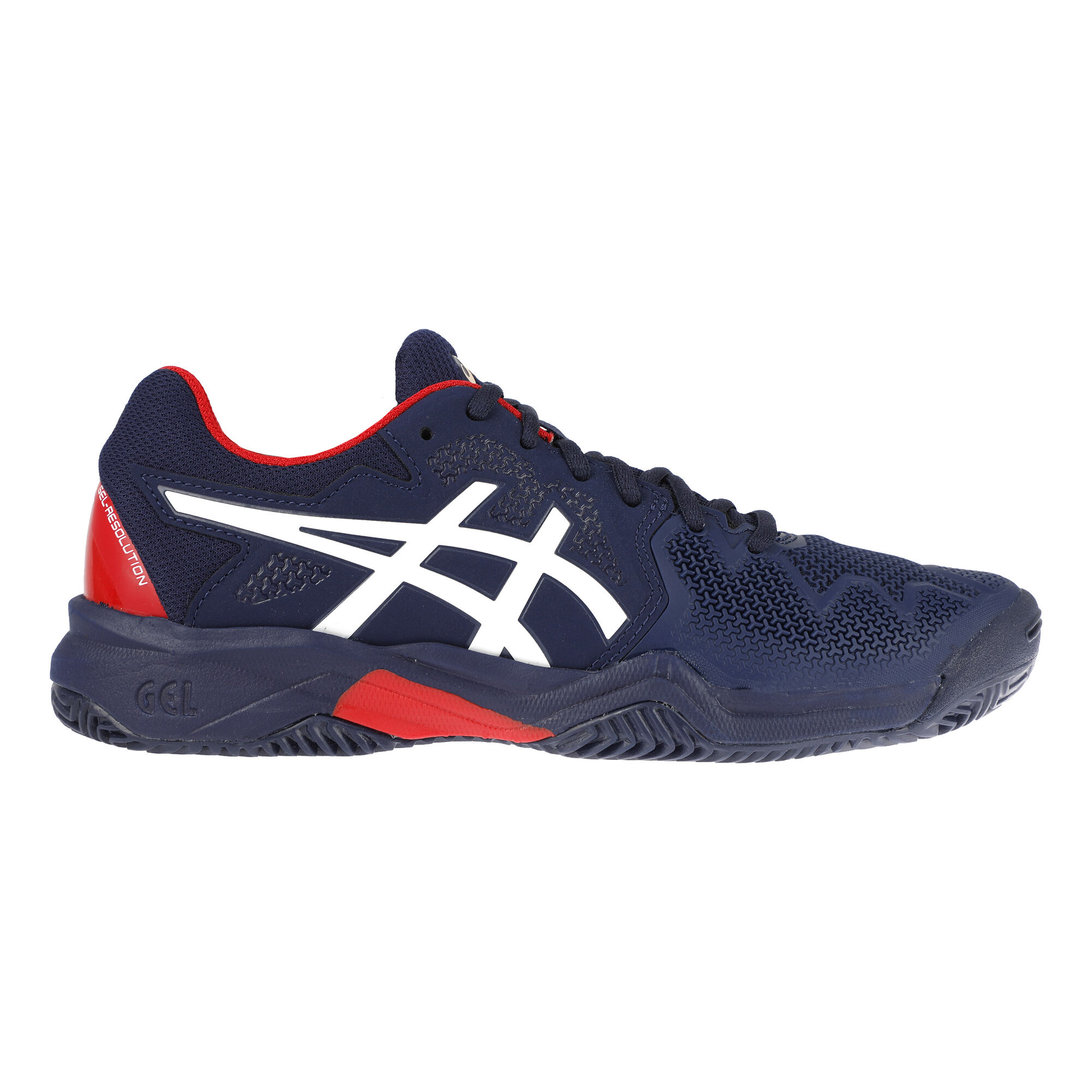 Buy ASICS Gel Resolution 8 Clay Court Shoe Kids Dark Blue Red online
