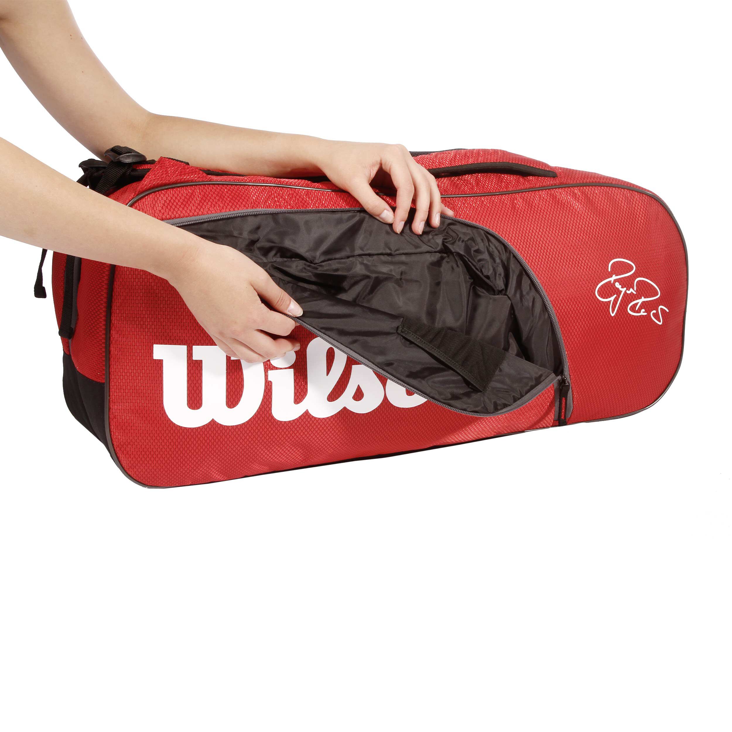 Buy Wilson Federer Team Racket Bag 6 Pack Red online Tennis Point UK