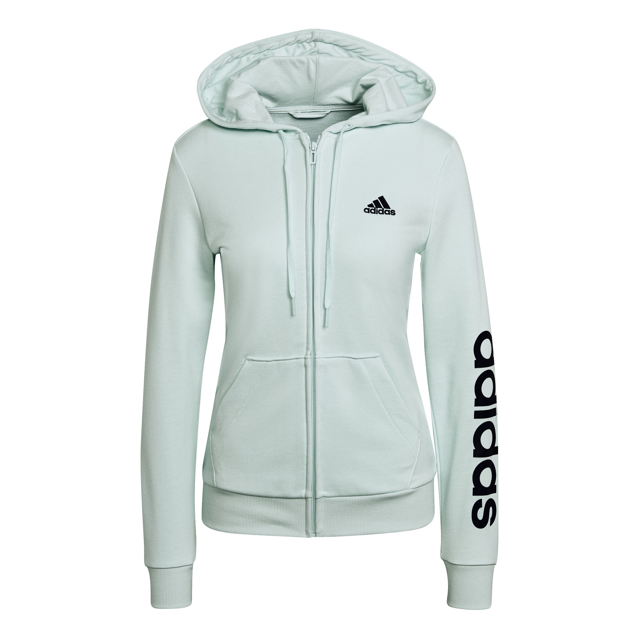 Linear French Terry Zip Hoodie Women Mint Blue