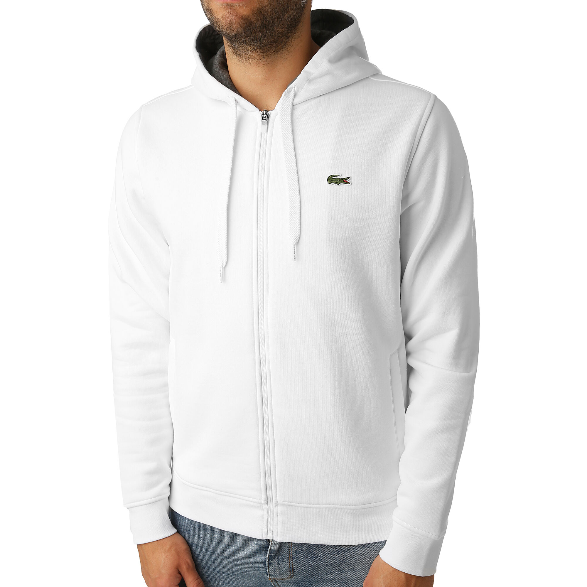 Buy Lacoste Zip Hoodie Men White, Dark Grey online | Tennis Point UK